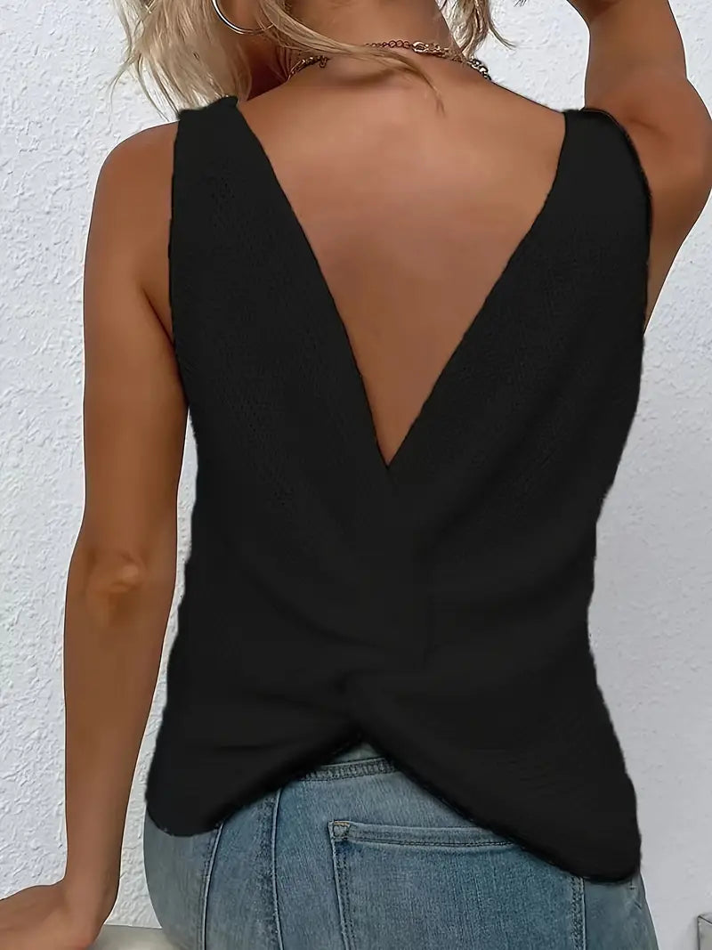 SERENE BLOSSOM V-NECK SLEEVELESS BLOUSE