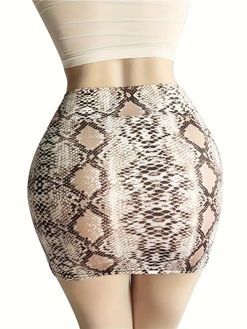 WILD WHIRL SNAKESKIN PRINT MINI SKIRT