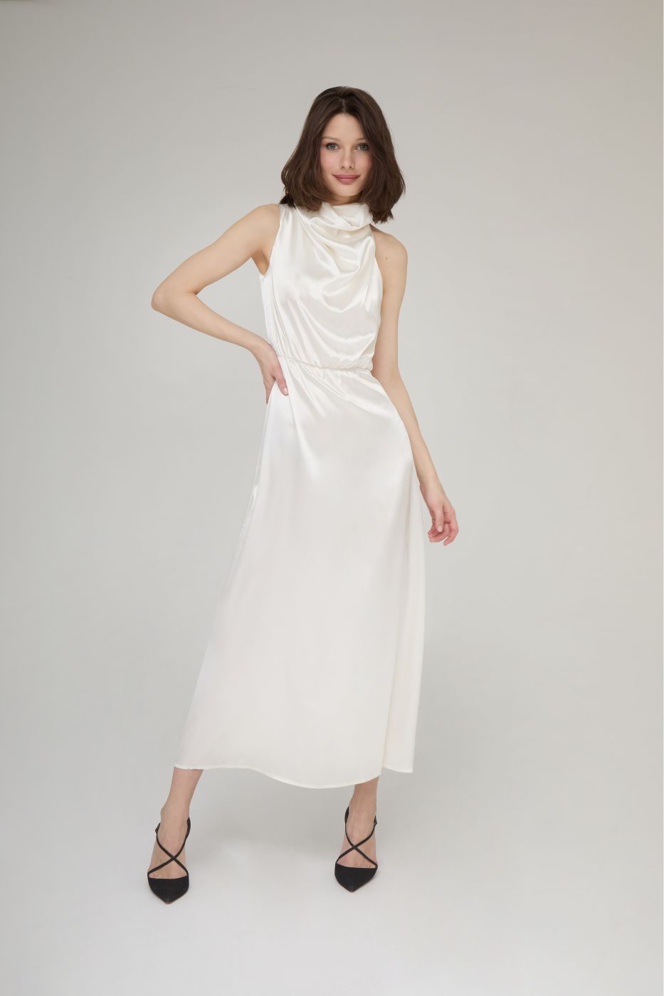 CELESTIAL GLOW: CRYSTAL SATIN DRESS