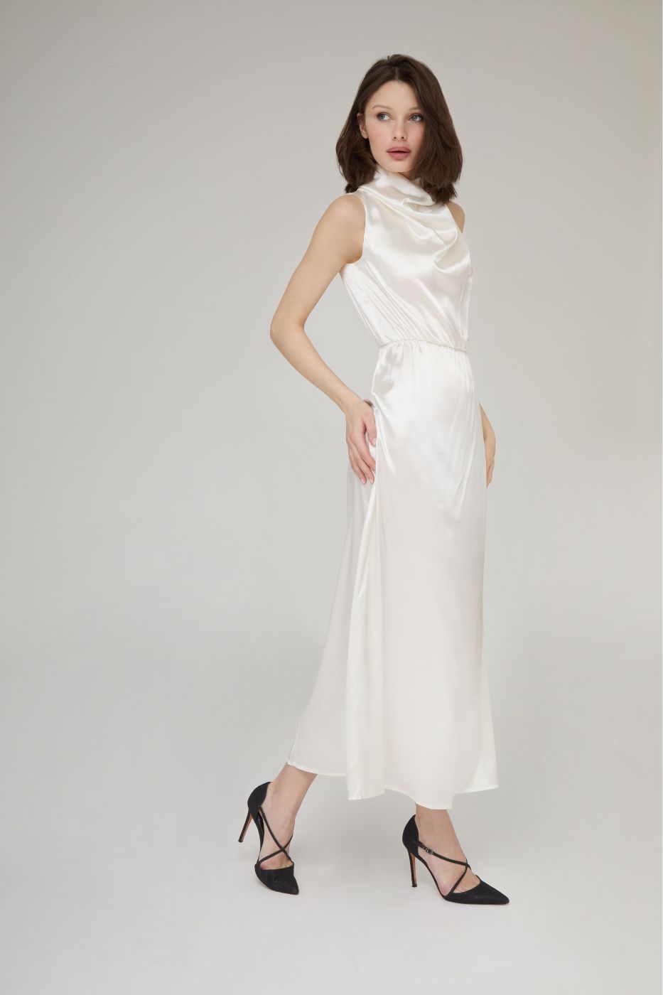 CELESTIAL GLOW: CRYSTAL SATIN DRESS