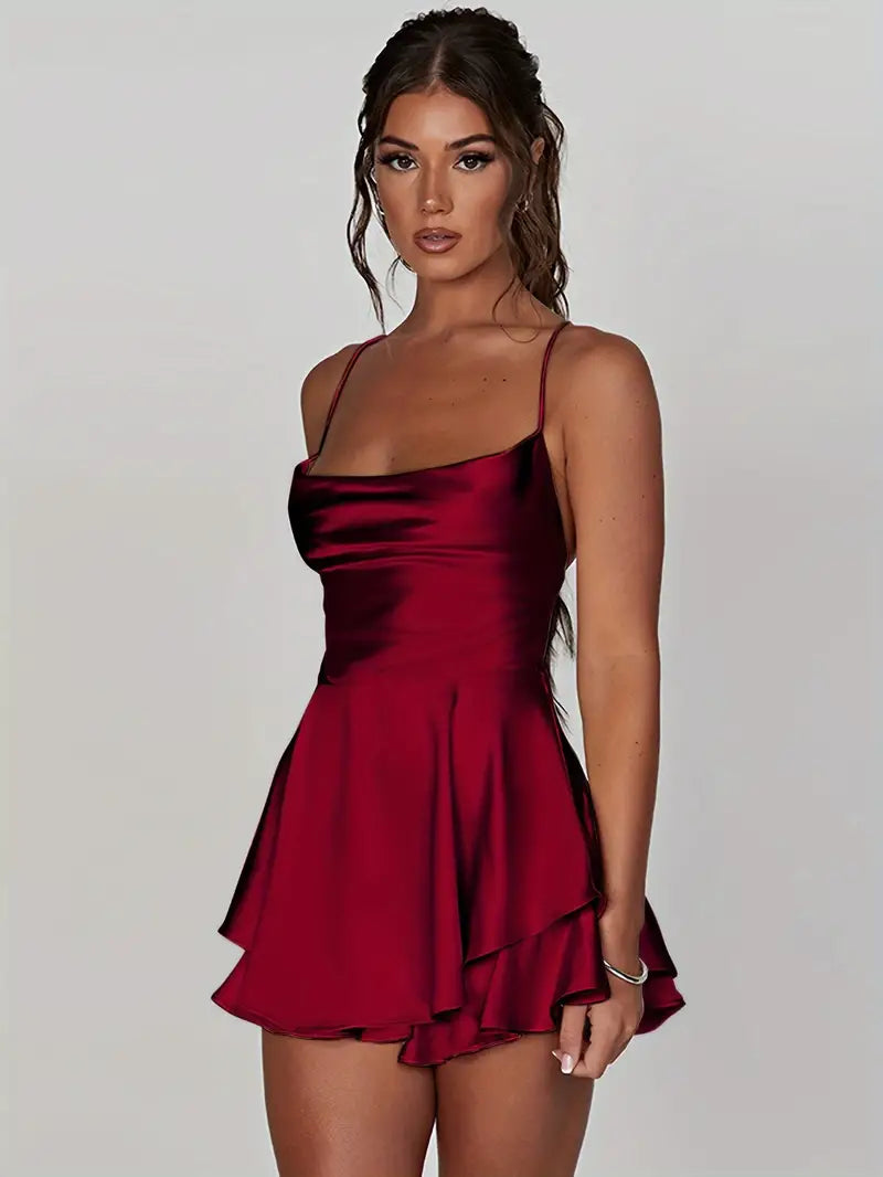 SNATCHED SATIN LACE UP MINI DRESS