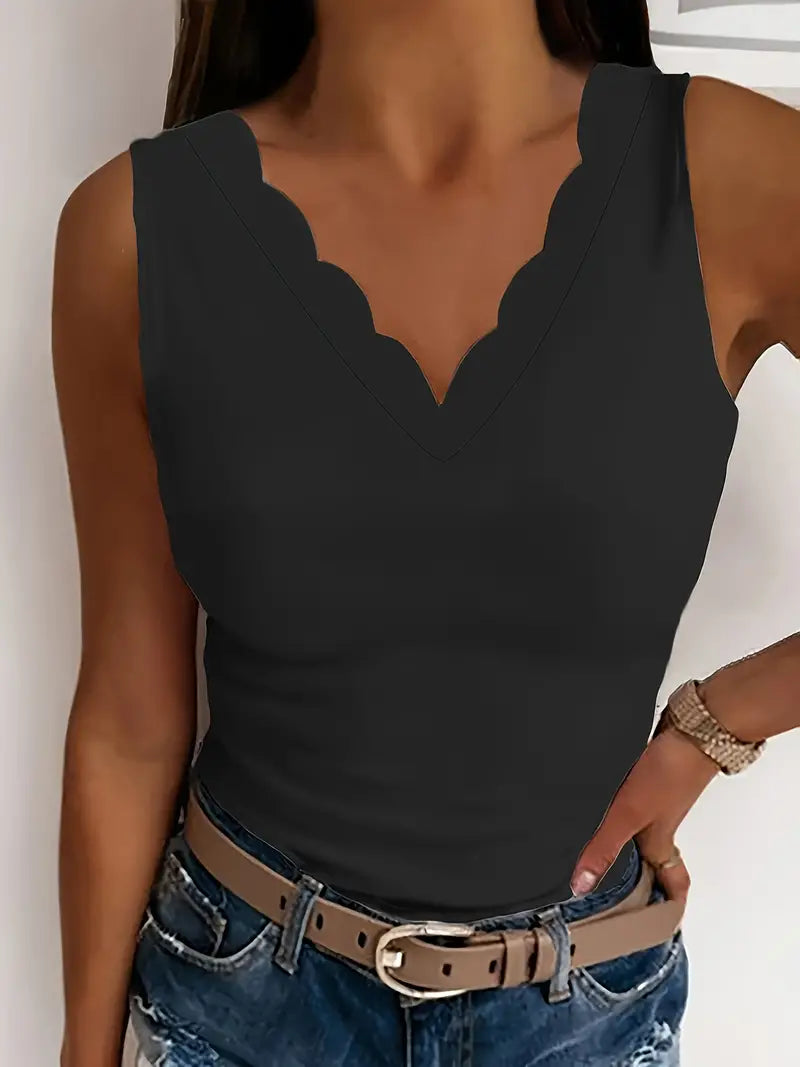 BARE BREEZE SCALLOP TRIM CROP TOP