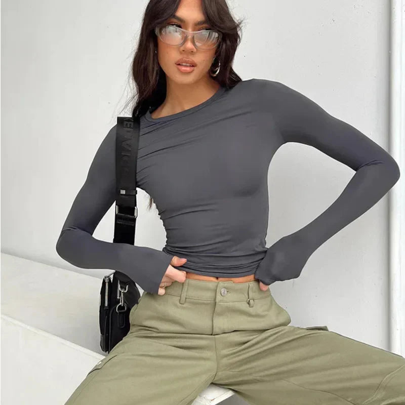 CHIC CHARISMA LONG SLEEVE CROP TOP