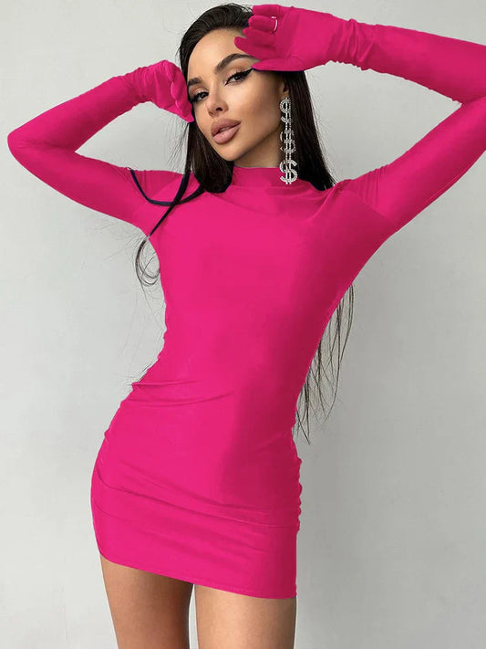 RETRO RAVISH TURTLENECK MINI DRESS