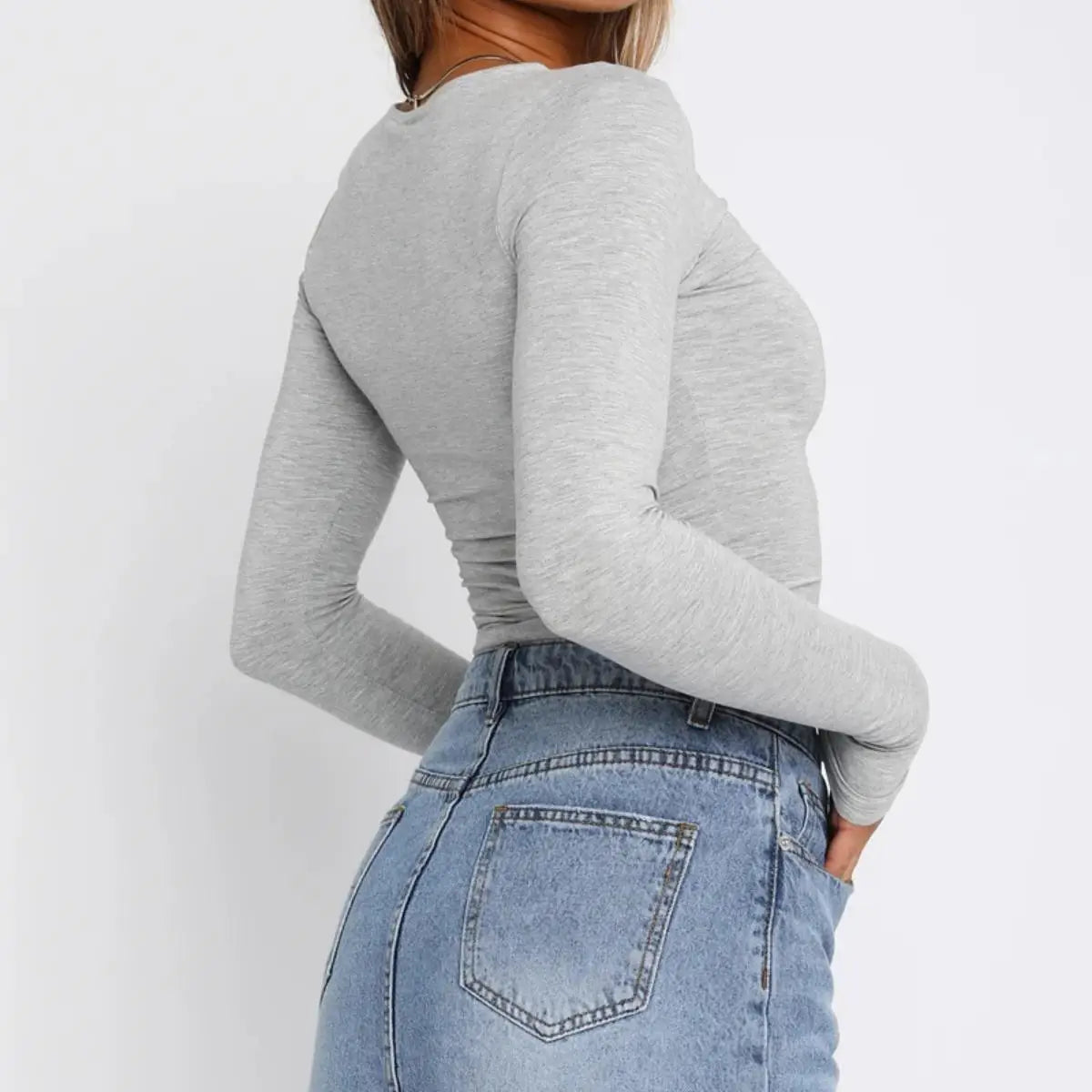 COOL LONG SLEEVE CASUAL CROP TOP