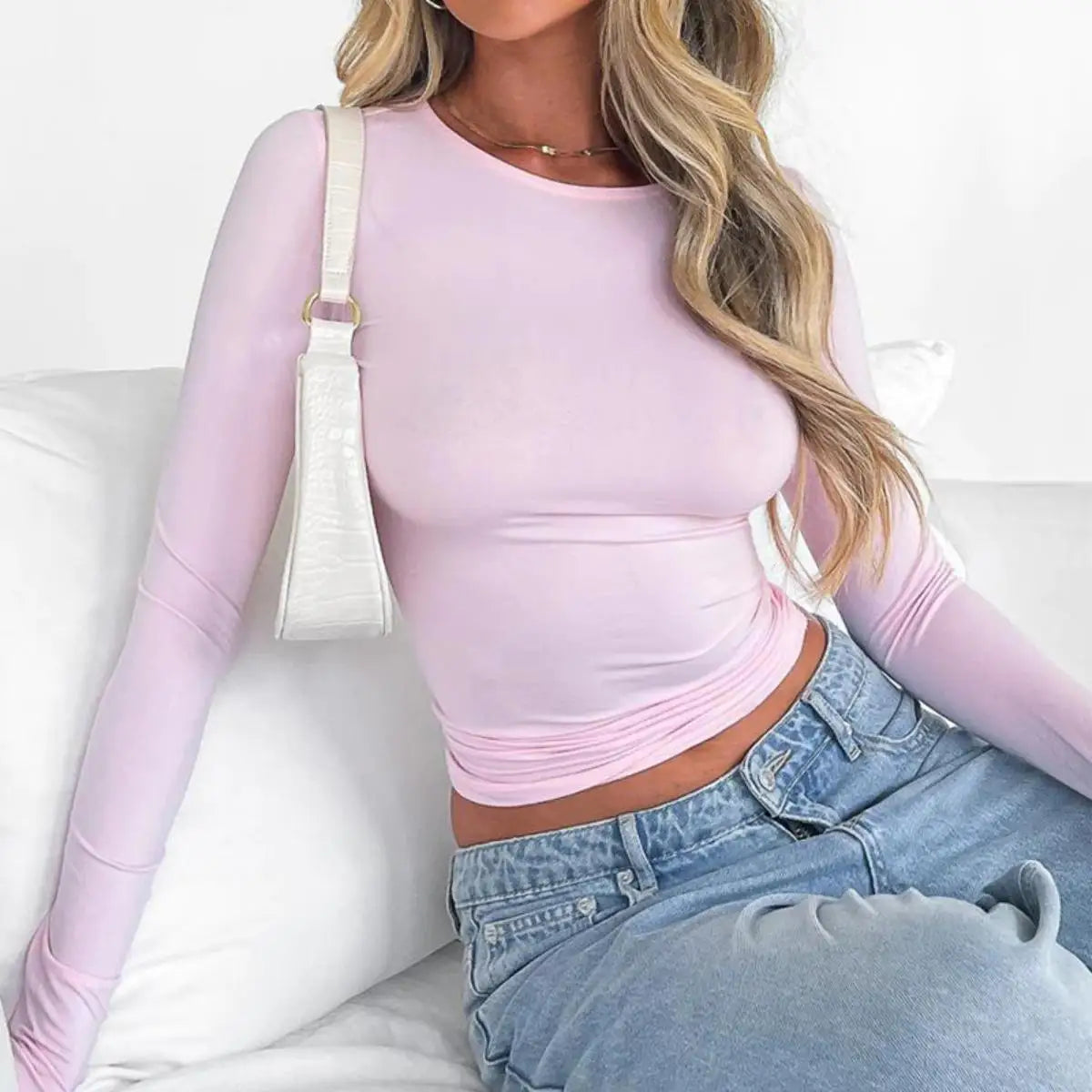 COOL LONG SLEEVE CASUAL CROP TOP