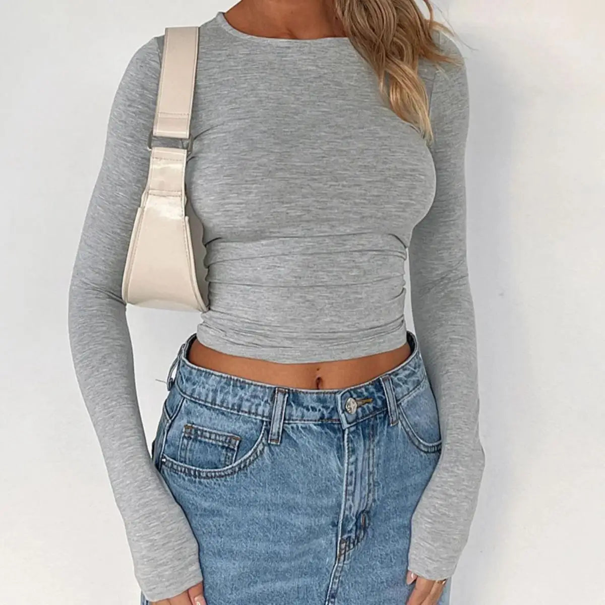 COOL LONG SLEEVE CASUAL CROP TOP