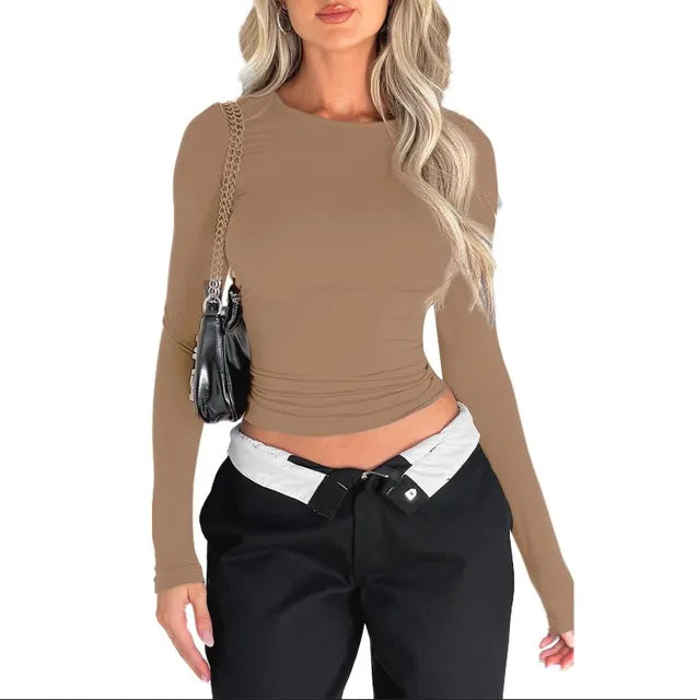 COOL LONG SLEEVE CASUAL CROP TOP