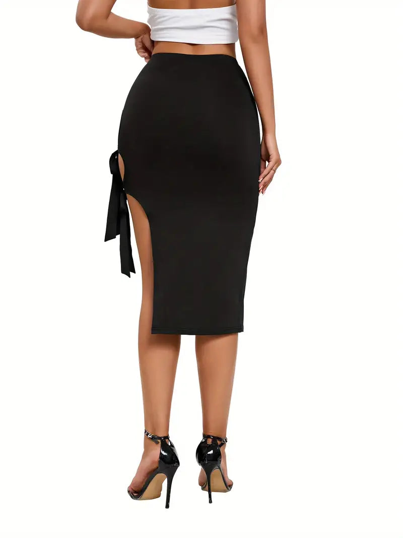 MYSTIC MESH SPLIT HEM MINI SKIRT