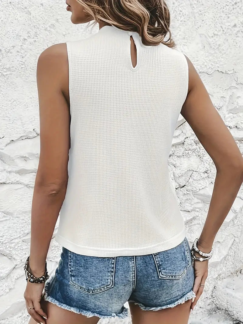 ELEGANT WHITE SLEEVELESS CROP TOP