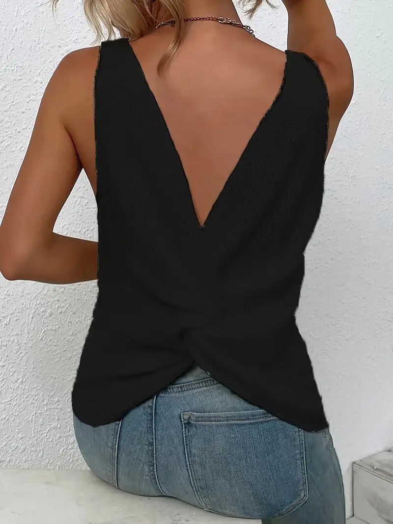 SERENE BLOSSOM V-NECK SLEEVELESS BLOUSE